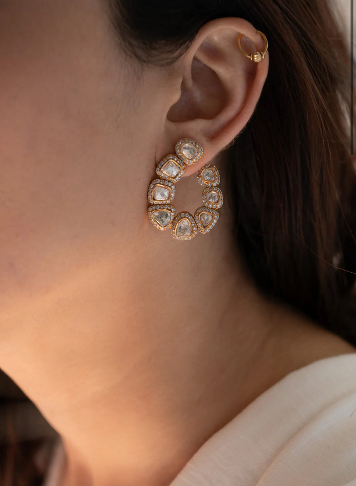 REKHA MOZZANITE POLKI EARRINGS