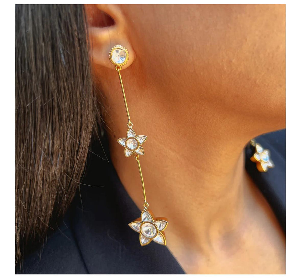 3 FLOWER DROP EARRINGS - House Of Shikha