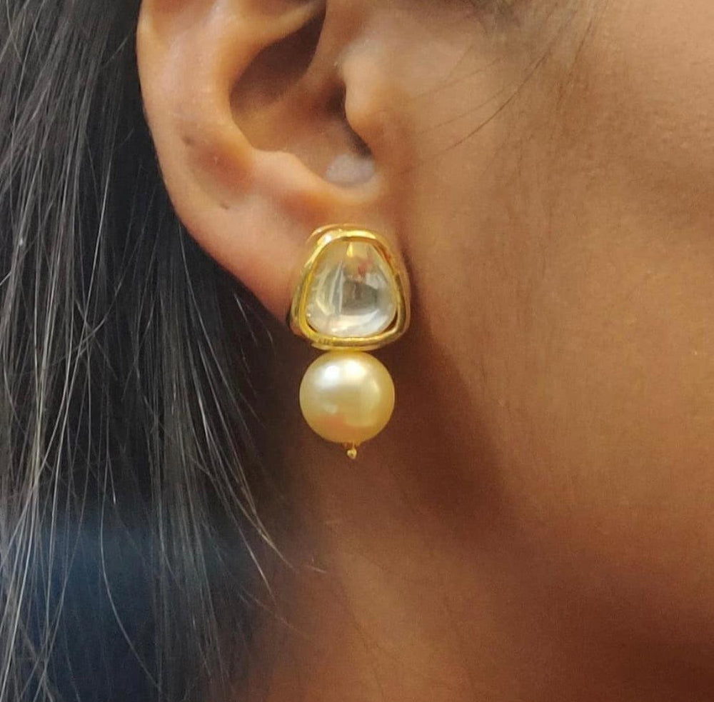 DEEPIKA - KUNDAN PEARL DROP EARRINGS - House Of Shikha