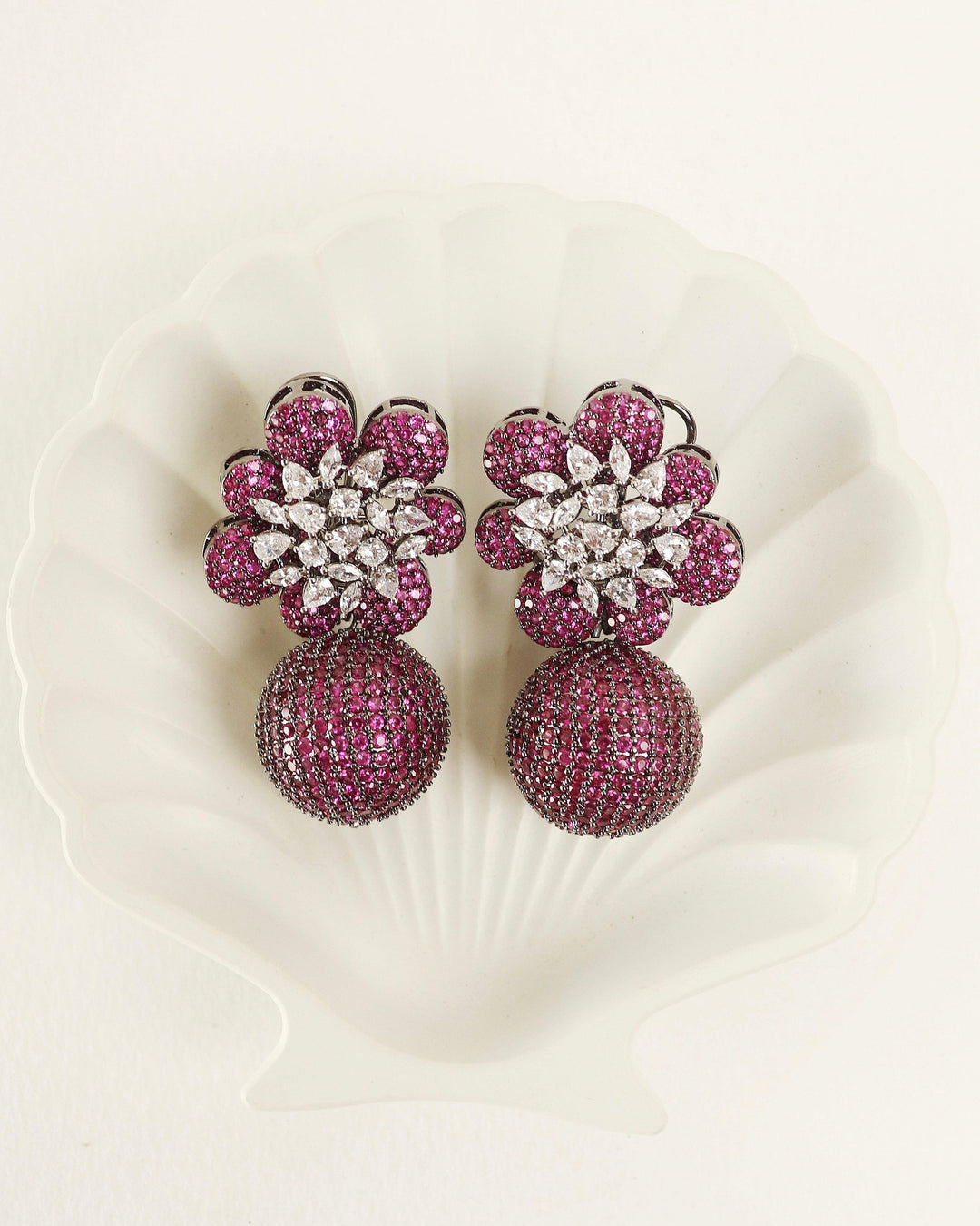 GALA - FLORAL BALL EARRINGS - House Of Shikha