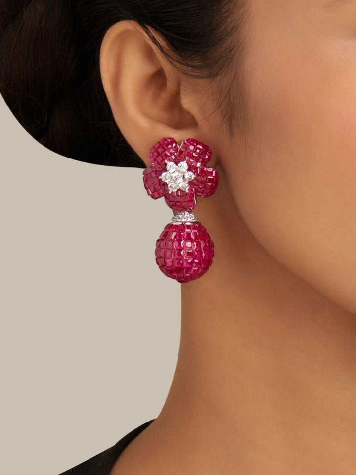 KATE GLOBE DROP INVISIBLE EARRINGS - House Of Shikha