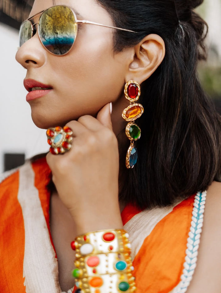 MULTICOLOR CRYSTAL DANGLERS