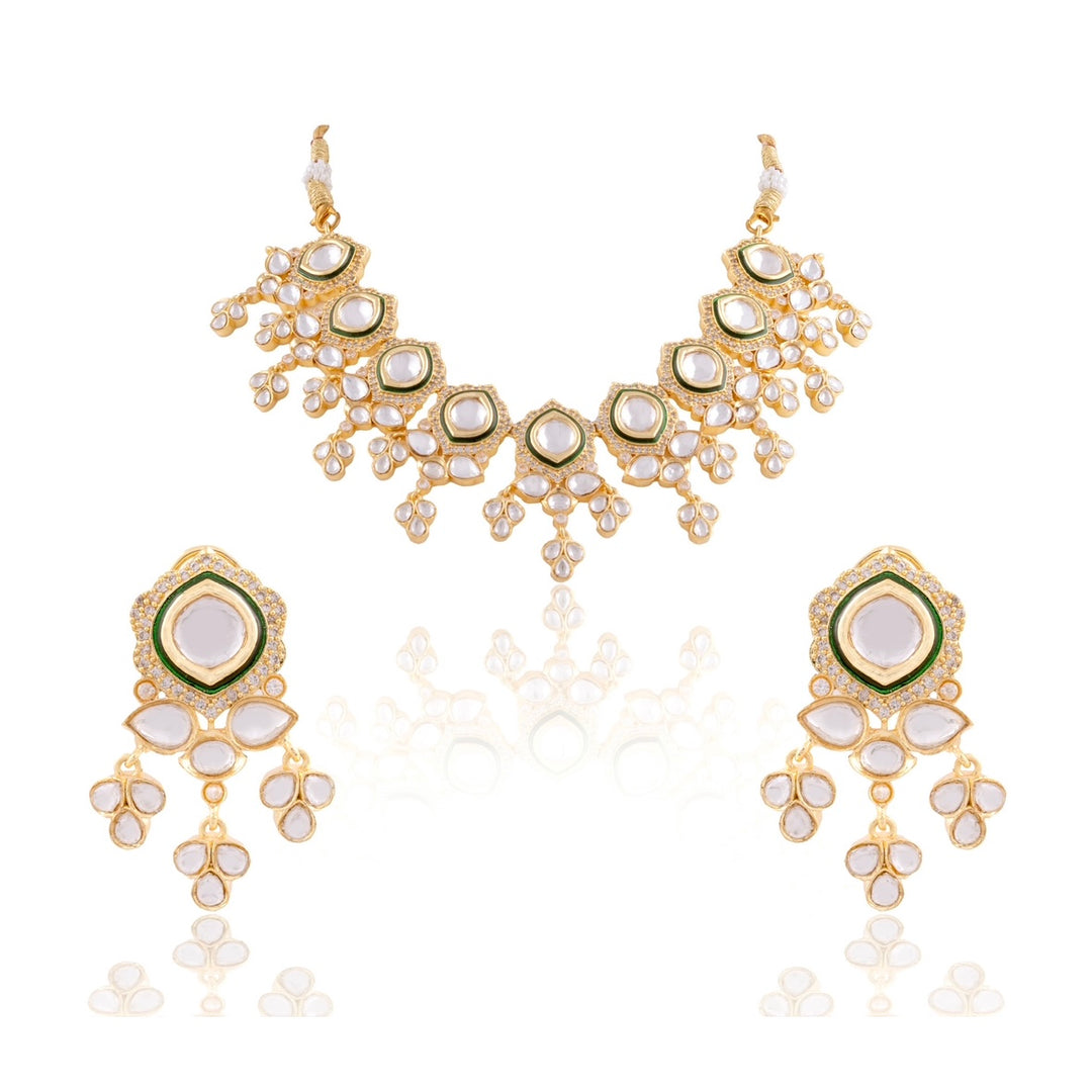 RAYSHA - KUNDAN NECKLACE SET - House Of Shikha