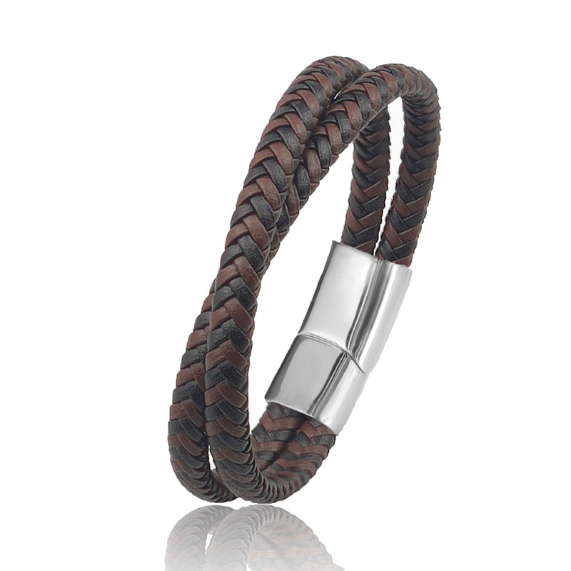 Men's Braided Wraparound Leather Bracelet - House Of Shikha