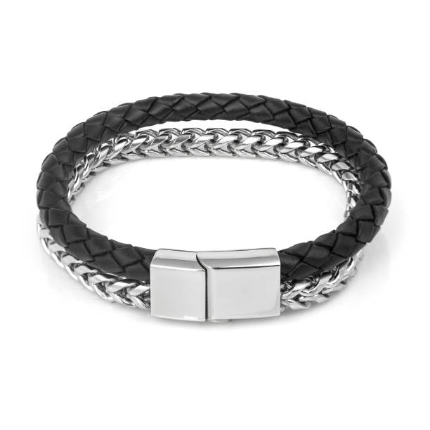 Men's Chain Leather Bracelet - House Of Shikha