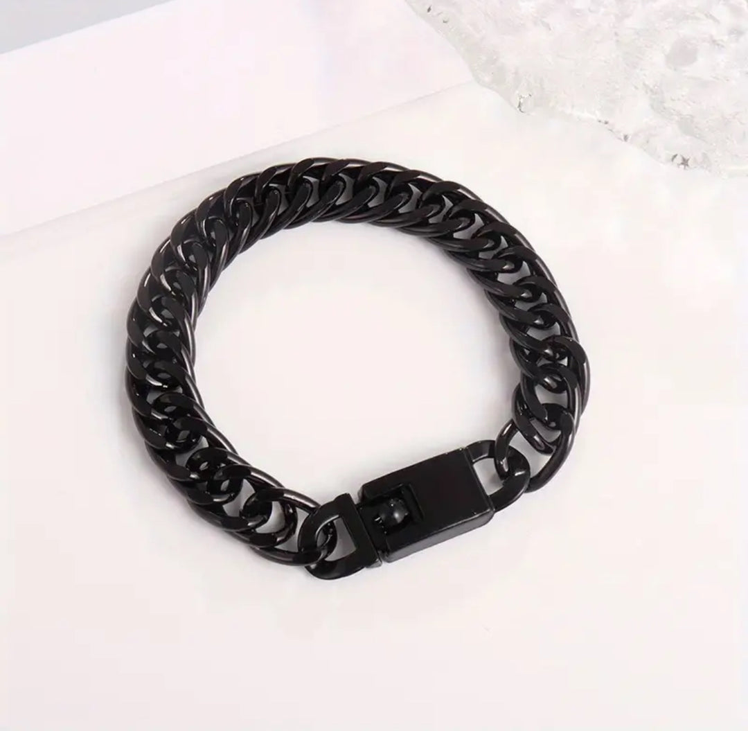 Mens Black Punk Chain Bracelet - House Of Shikha