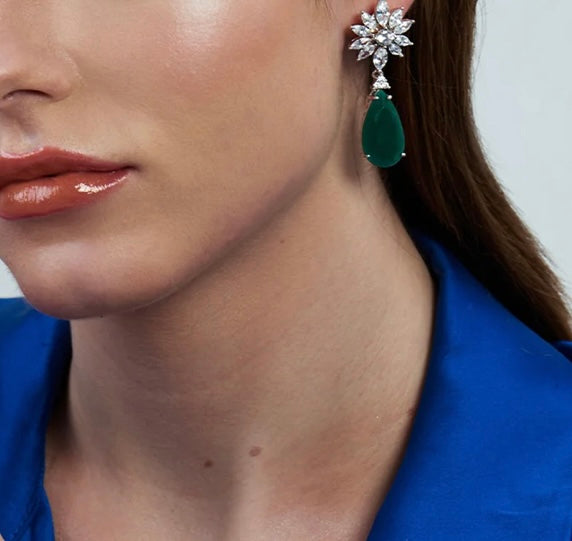 MARQUISE CLUSTER YELLOW DROP EARRINGS