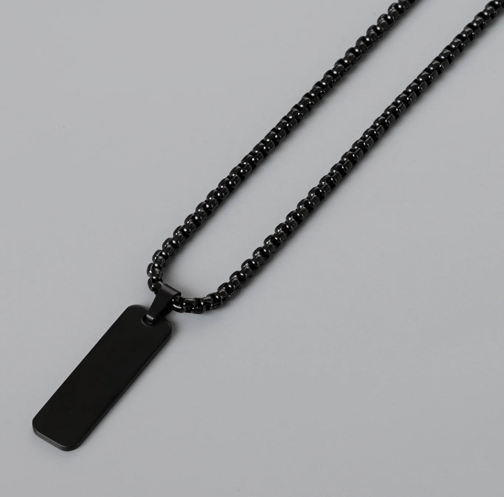 VERTICAL BAR DOG TAG IN BLACK - House Of Shikha