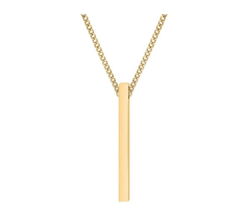 GOLD STAINLESS STEEL VERTICAL BAR PENDANT - House Of Shikha