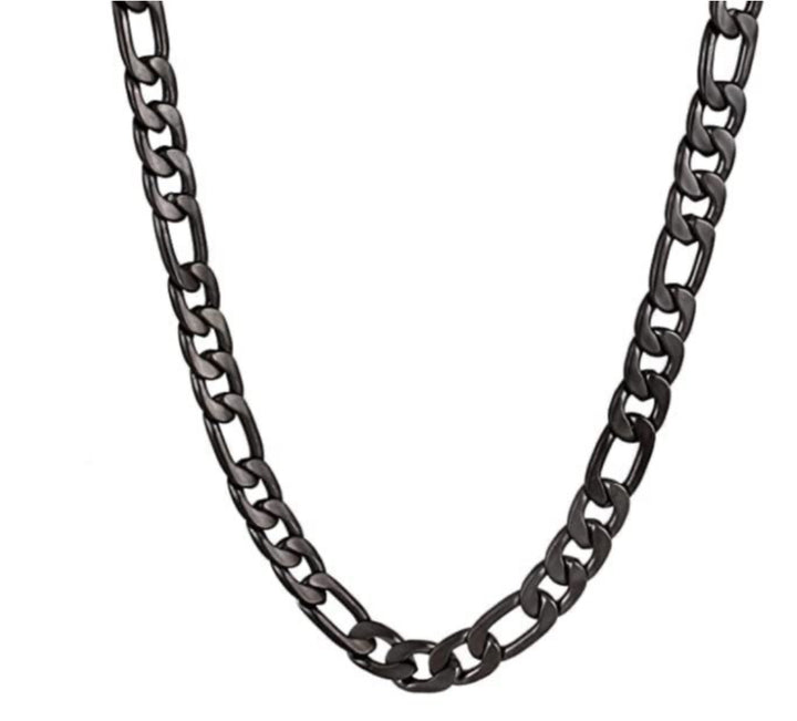 6MM BLACK STAINLESS STEEL FIGARO CHAIN - House Of Shikha