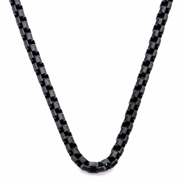 BLACK STAINLESS STEEL 4MM ROUND BOX CHAIN - House Of Shikha