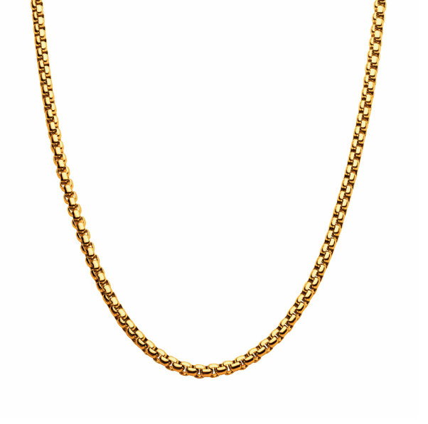 4MM BOLD BOX CHAIN IN GOLD - House Of Shikha