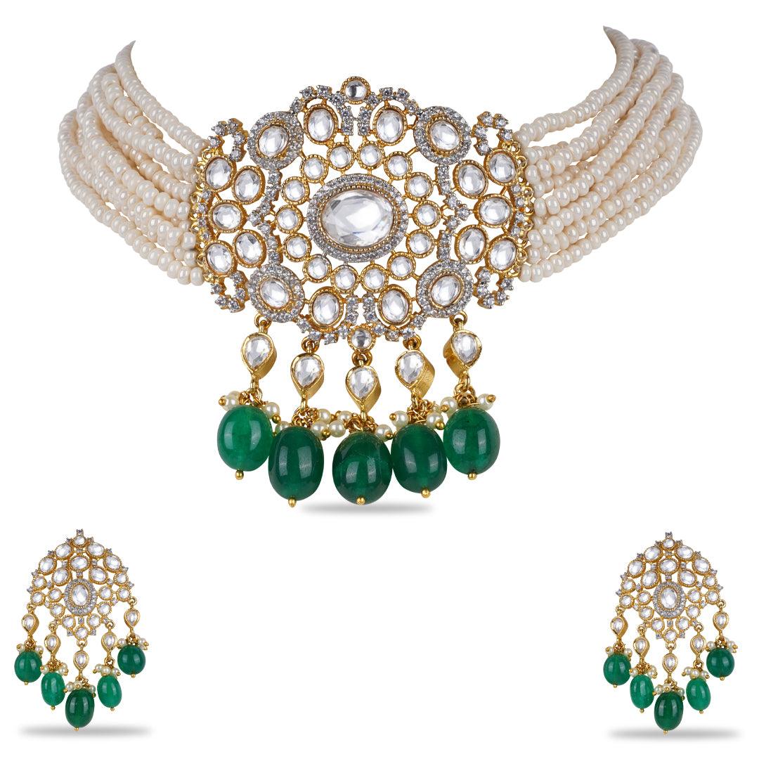 NILMA KUNDAN & PEARL CHOKER - House Of Shikha