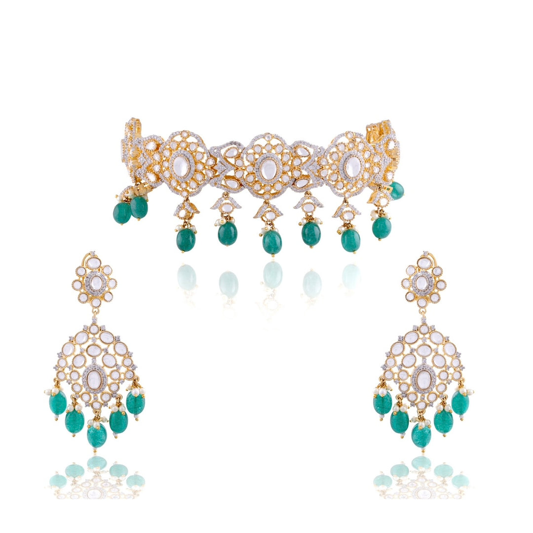 ANEESAH - CUBIC ZIRCONIA & KUNDAN CHOKER - House Of Shikha