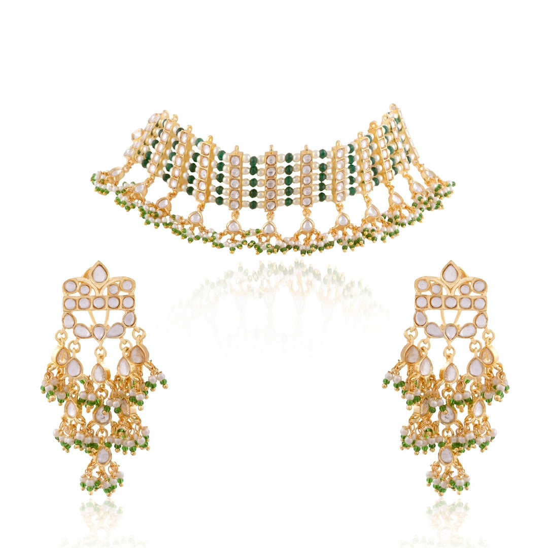 ADRINA - LUNDAN & PEARL CHOKER - House Of Shikha