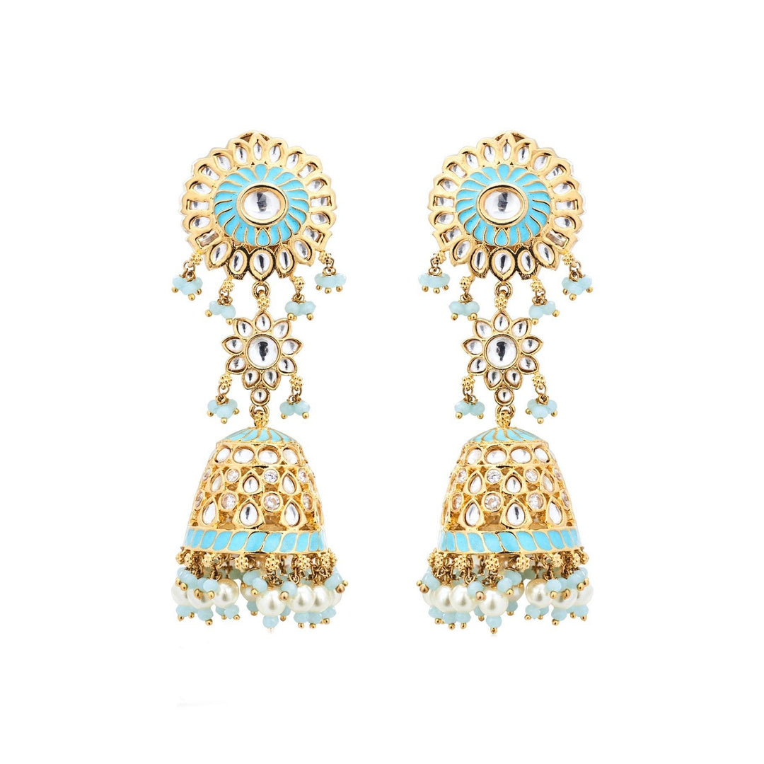 MAHI - KUNDAN JHUMKI EARRINGS - House Of Shikha