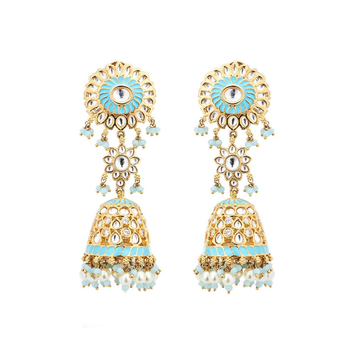 MAHI - KUNDAN JHUMKI EARRINGS - House Of Shikha