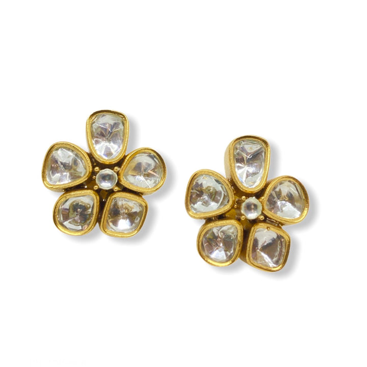 HINA - POLKI STUD EARRINGS - House Of Shikha