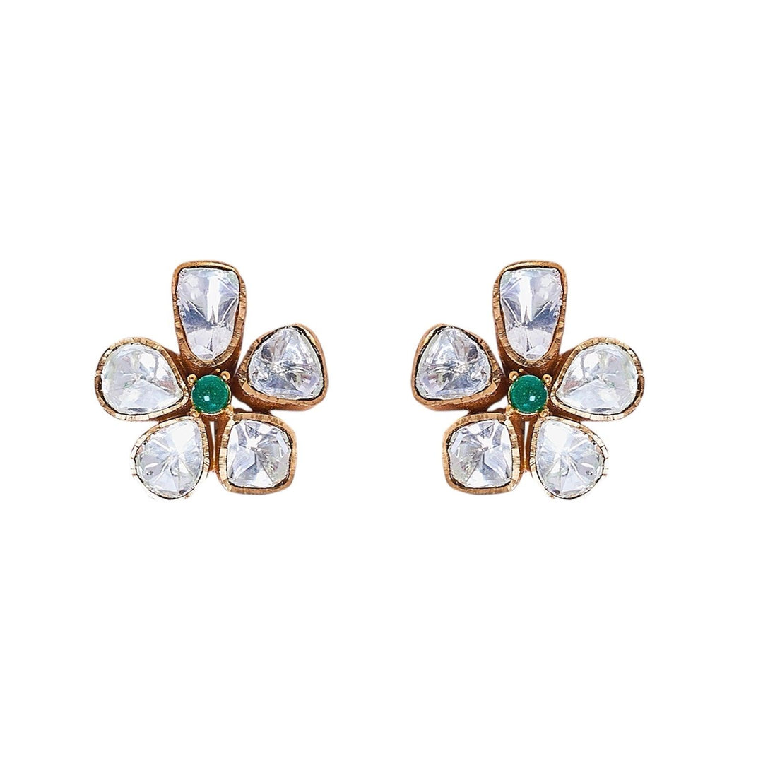 HINA - POLKI STUD EARRINGS - House Of Shikha