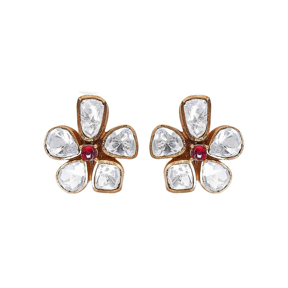 HINA - POLKI STUD EARRINGS - House Of Shikha