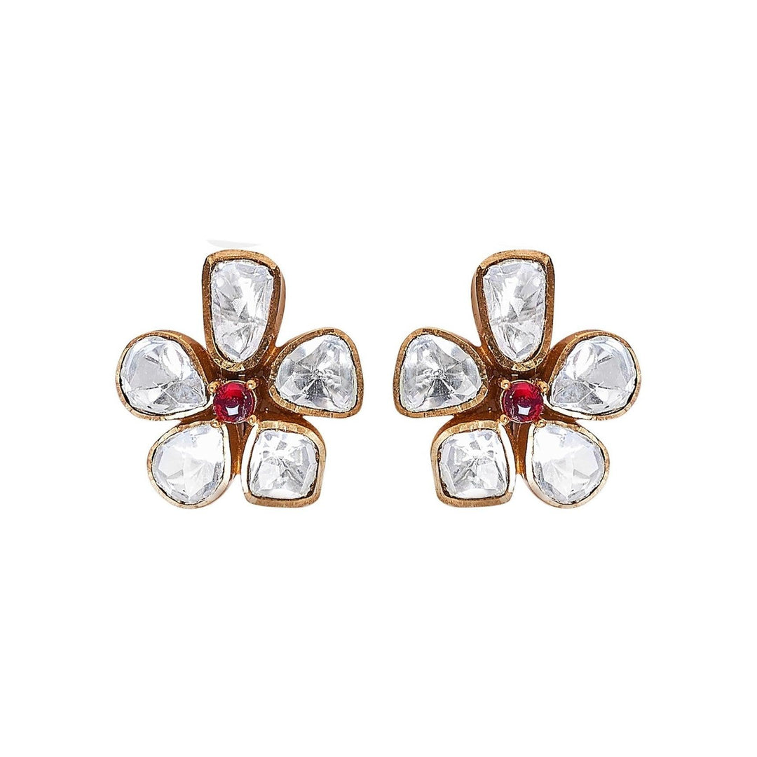 HINA - POLKI STUD EARRINGS - House Of Shikha