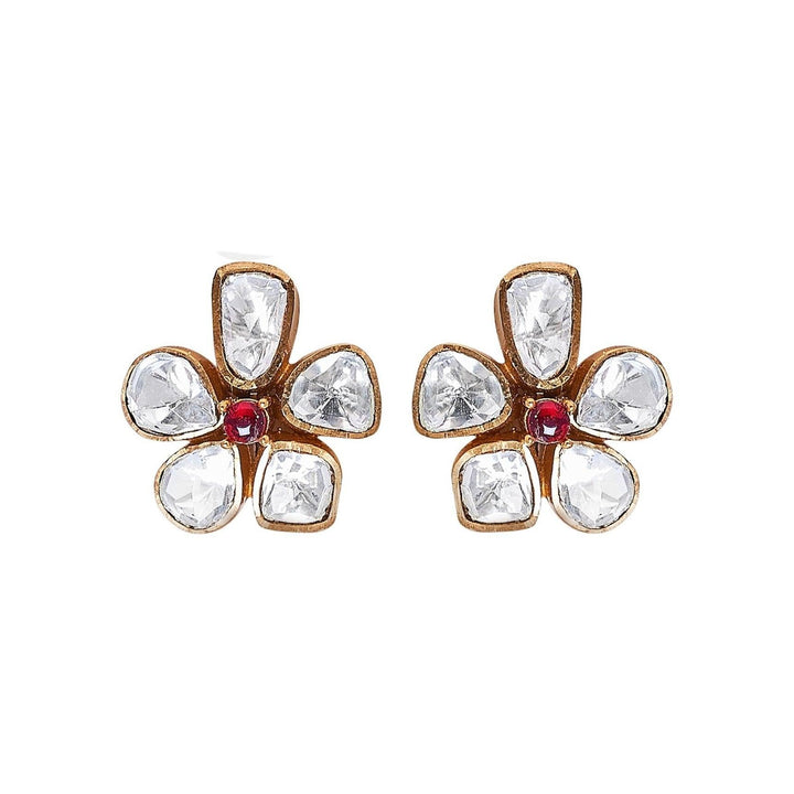 HINA - POLKI STUD EARRINGS - House Of Shikha