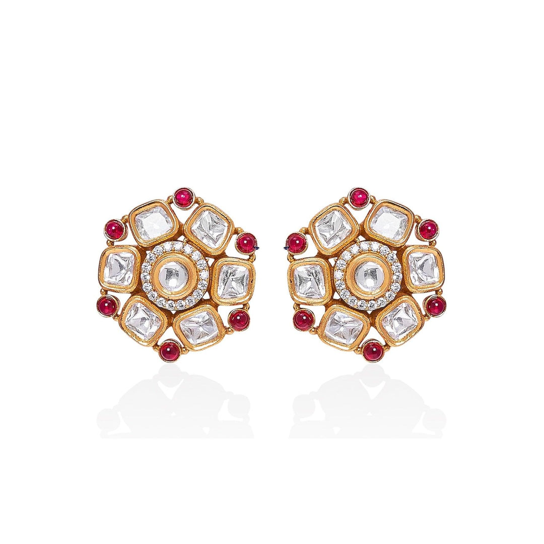 KAJOL - POLKI STUD EARRINGS - House Of Shikha