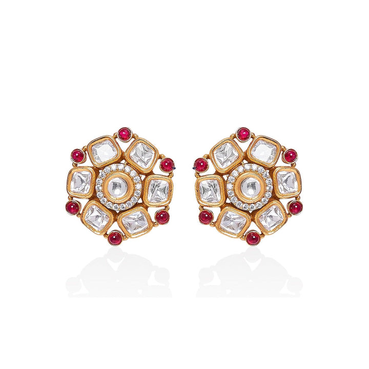 KAJOL - POLKI STUD EARRINGS - House Of Shikha