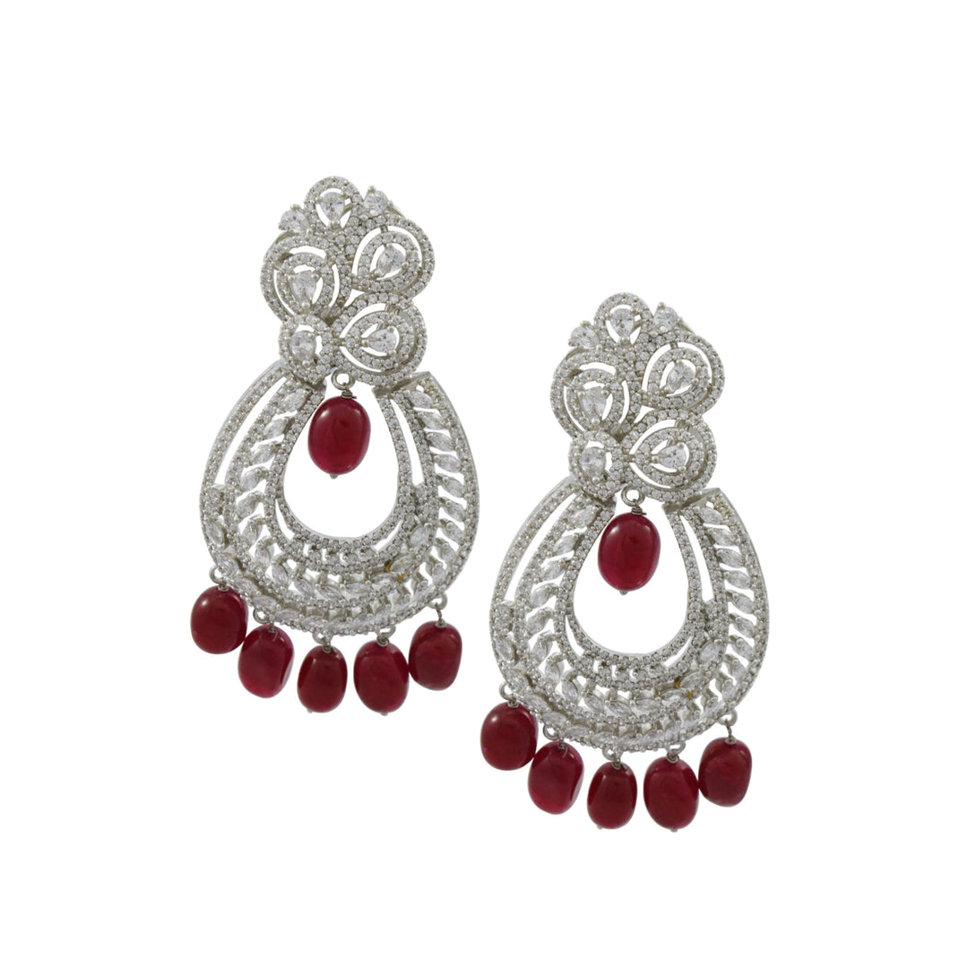 RUBY DROPS DIAMONTIC CHANDBALI EARRINGS - House Of Shikha