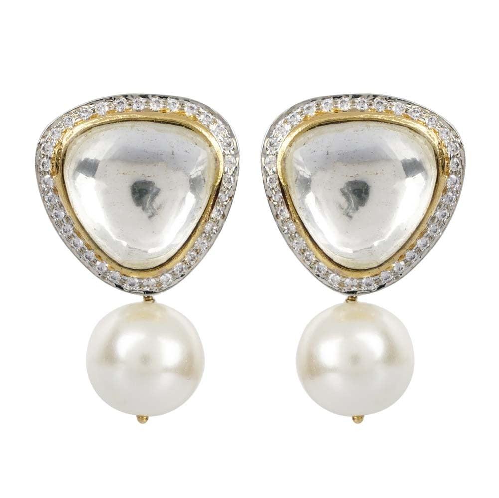 PIHU - KUNDAN PEARL DROP EARRINGS - House Of Shikha