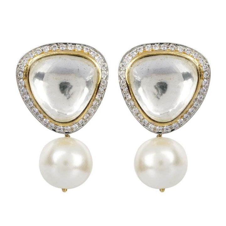 PIHU - KUNDAN PEARL DROP EARRINGS - House Of Shikha