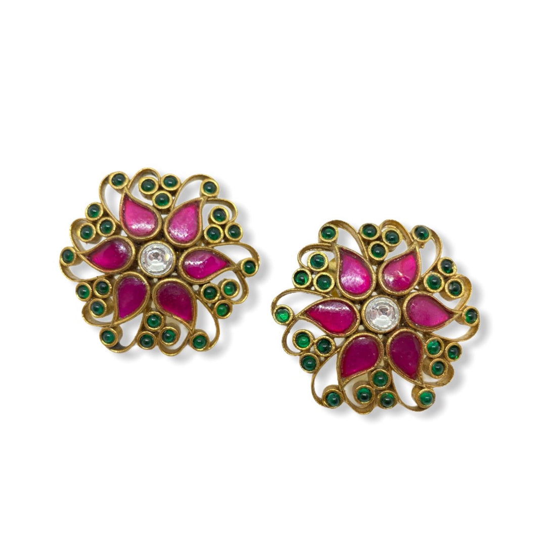 ANTIQUE FLOWER EARRINGS - House Of Shikha