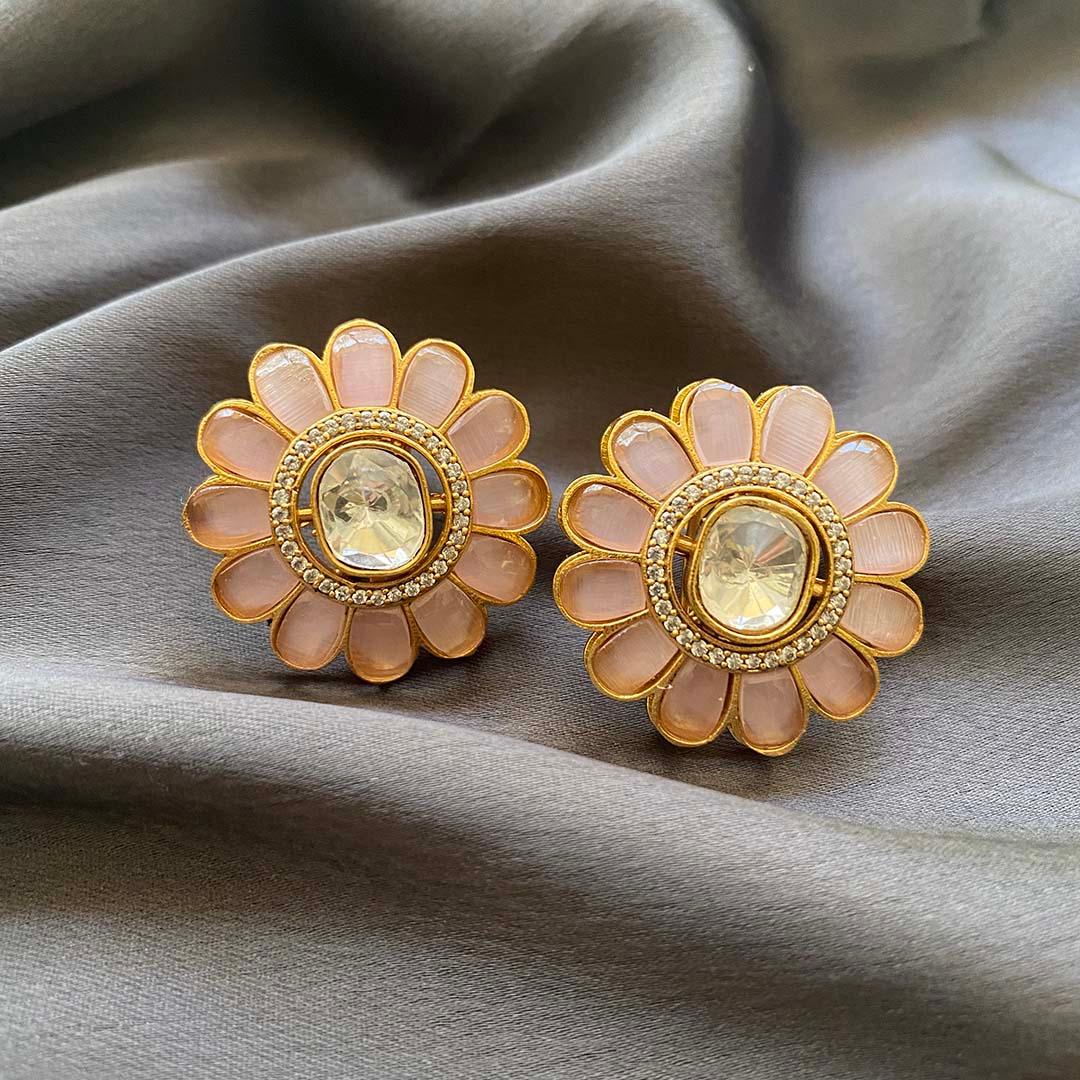 FLOWER - KUNDAN EARRINGS - House Of Shikha