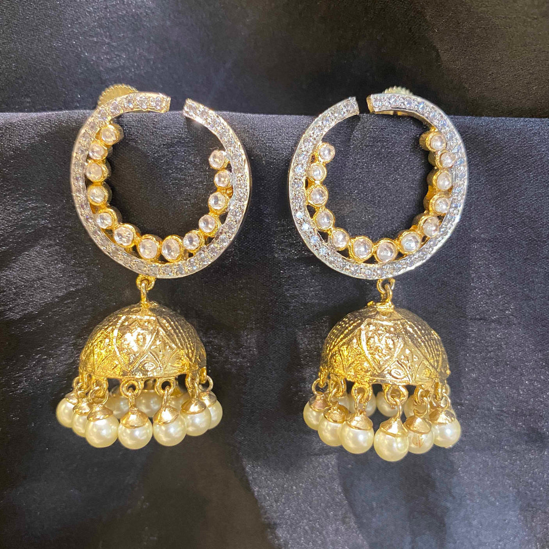 SURYA - KUNDAN JHUMKI EARRINGS - House Of Shikha