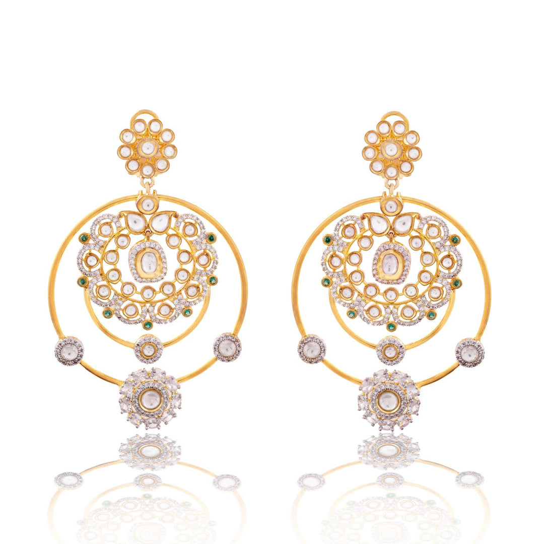 AABHA - POLKI CHANDBALI EARRINGS - House Of Shikha