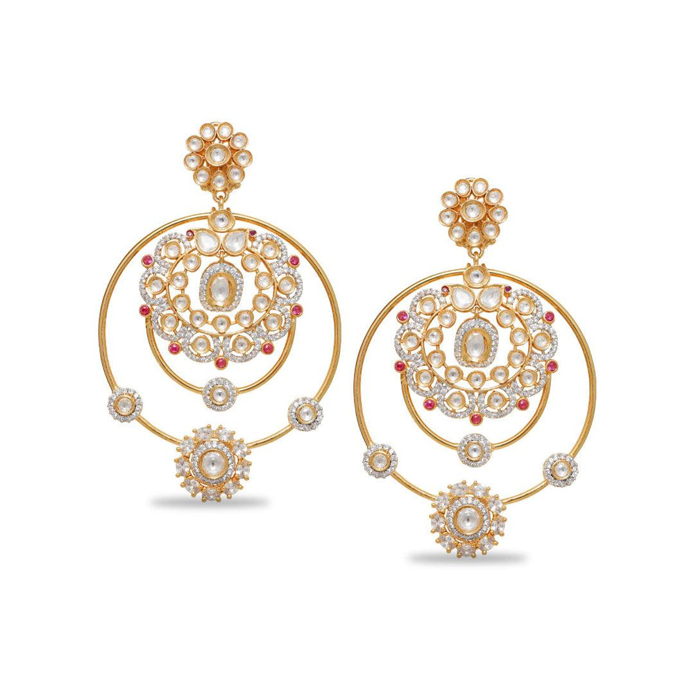 AABHA - POLKI CHANDBALI EARRINGS - House Of Shikha