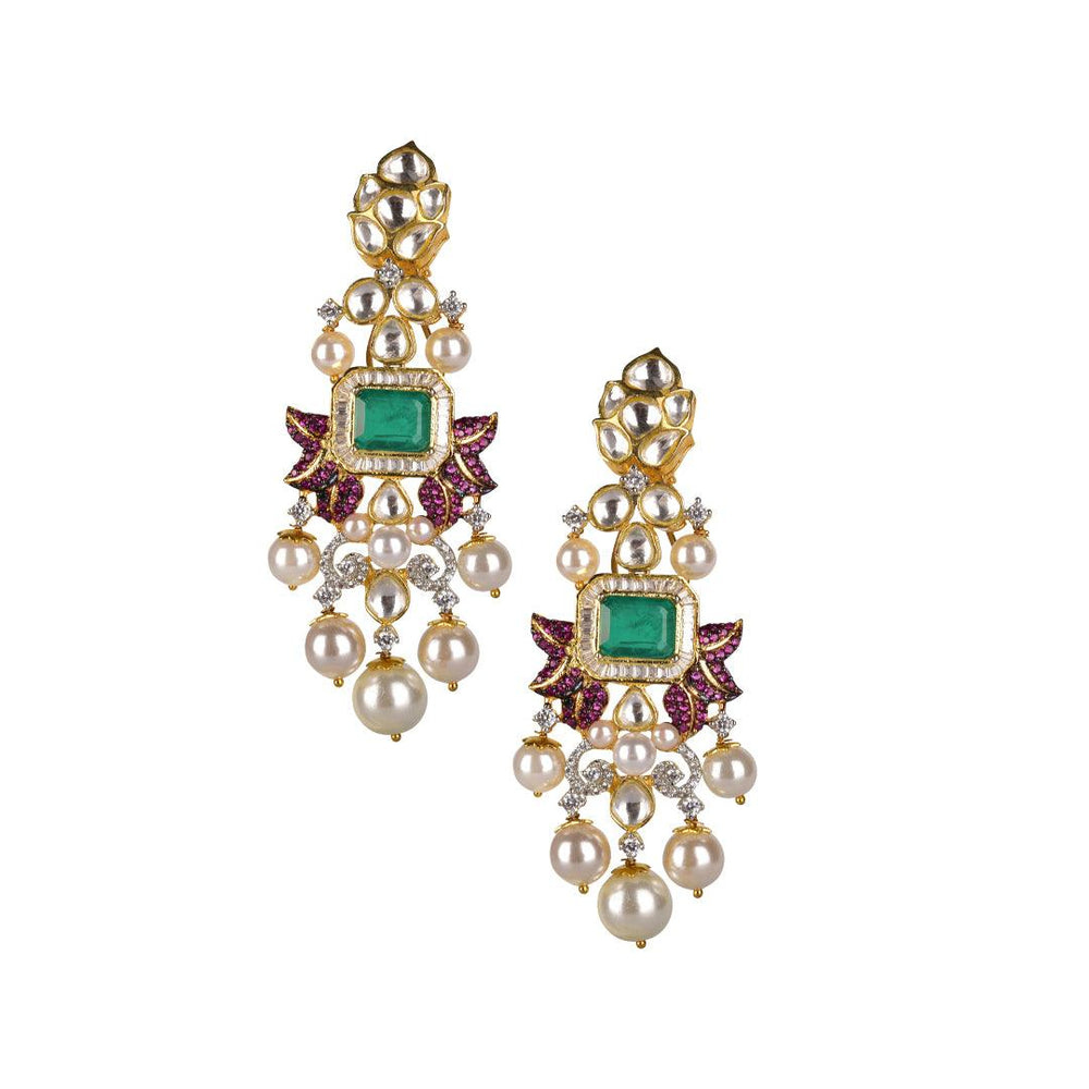 SANYA - POLKI DANGLER EARRINGS - House Of Shikha