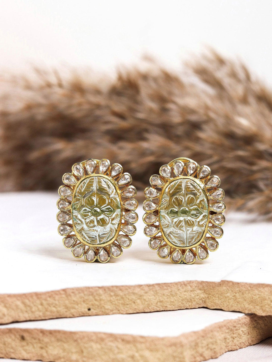 MELINA - MOZZANITE POLKI EARRINGS - House Of Shikha