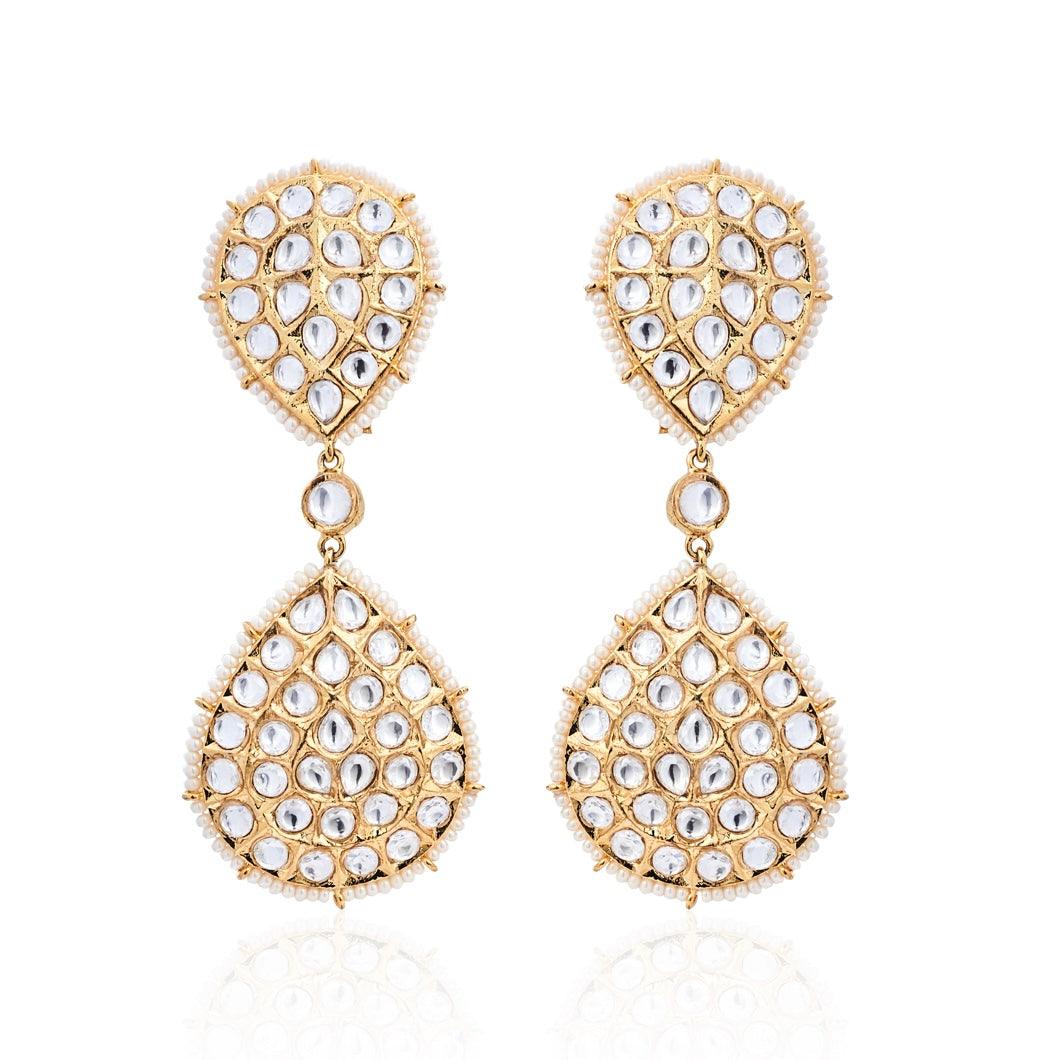 POLKI TEARDROP EARRINGS - House Of Shikha