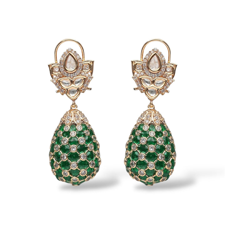FLOWER DROPLET POLKI EARRINGS