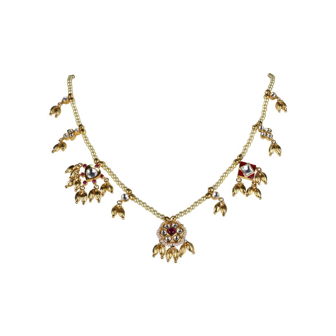 SVETA - POLKI & STONE NECKLACE SET - House Of Shikha