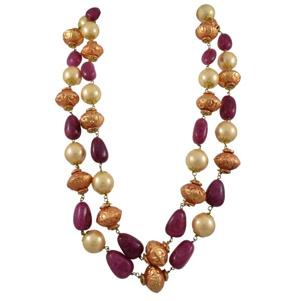 DIVS - TUMBLE STONE PEARLS NECKLACE - House Of Shikha