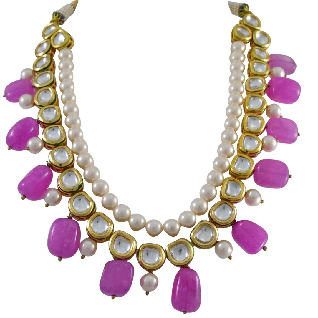 KK - KUNDAN & STONE NECKLACE - House Of Shikha