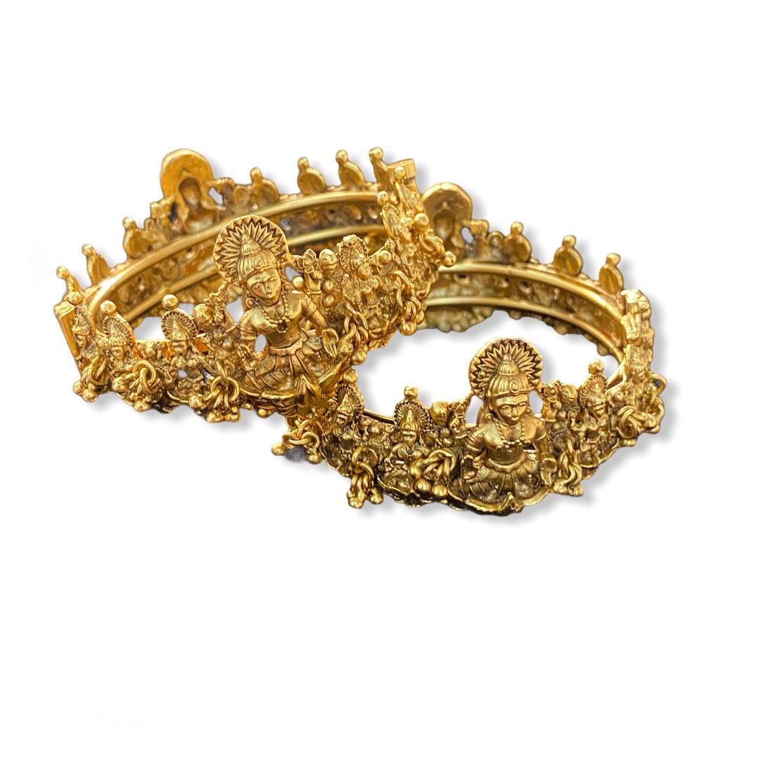 LAKSHMI TEMPLE BANGLES - SET OF 2 - House Of Shikha