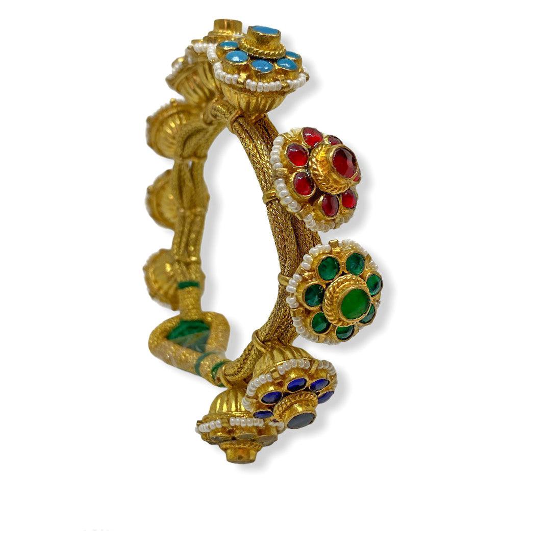 MULTI KUNDAN PACHELI BRACELET - House Of Shikha