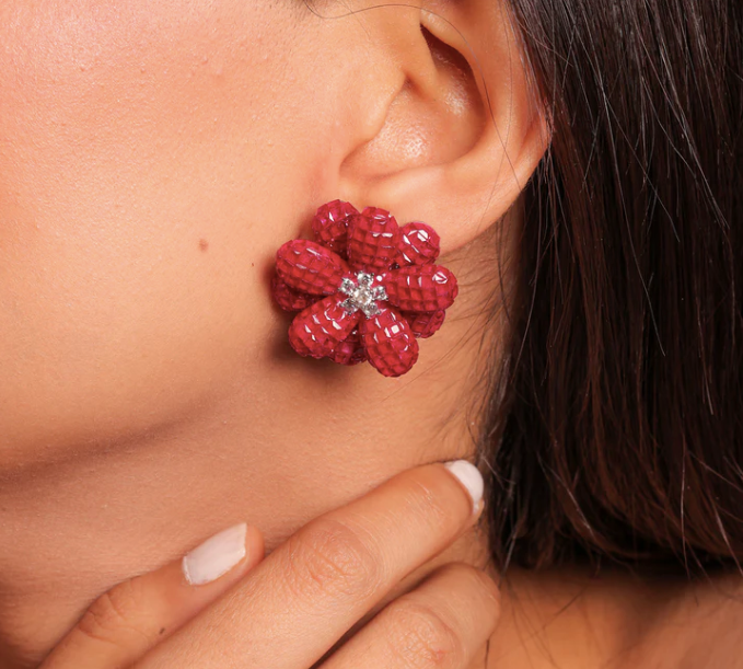 OVERSIZED KATE FLORAL INVISIBLE DIAMOND STUDS